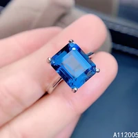 kjjeaxcmy fine jewelry 925 sterling silver inlaid natural blue topaz ring delicate new female gemstone ring classic support test
