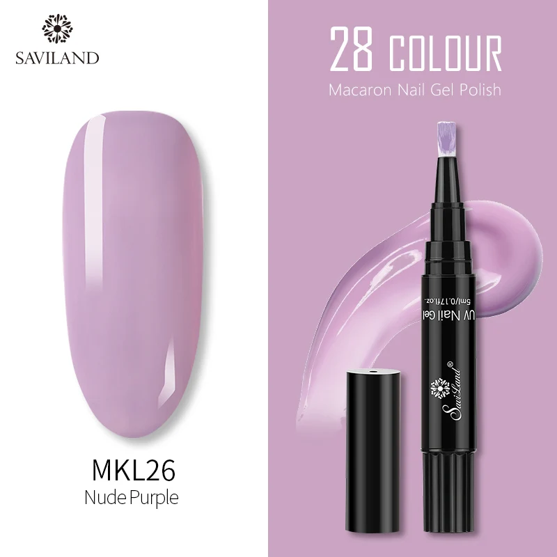 MKL26 SAVILAND 28 цветов блеск Макарон гель лак для ногтей ручка замочить от лак для ногтей праймер верхнее покрытие УФ гель лак для нейл-арта инструменты - Цвет: MKL26