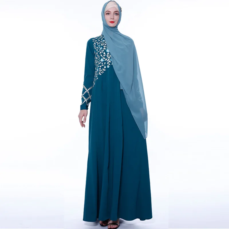 

new embroidery Chiffon lady dress of Muslim luxury women's long dress high quality 9712