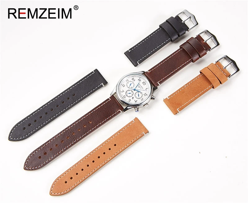 Ремешок REMZEIM из вощеной кожи для Samsung Galaxy Watch 46 мм 42 Active 2 40 44 кожаный браслет Gear S3 S2 22