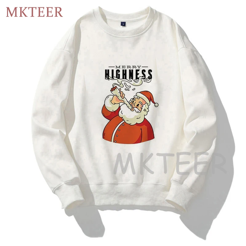 

Merry Christmas Printed Santa and Elk Hoodie 2021 New Fashion Pullovers Couple Sweatshirts for Women/Man Aesthetic White Blouses