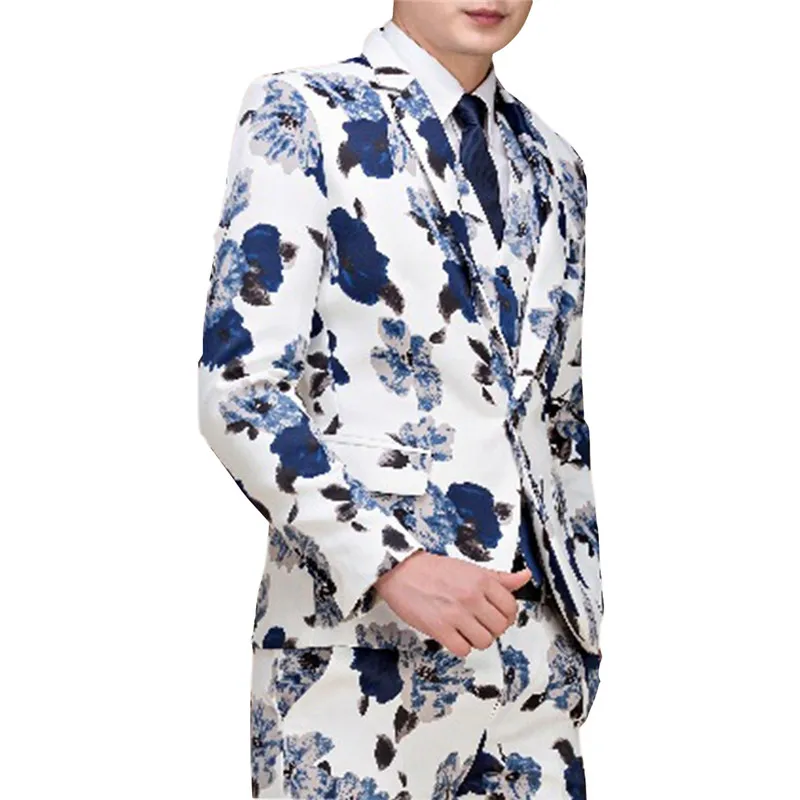 Пиджак мужской с белыми цветами в английском стиле|Костюмные пиджаки| |