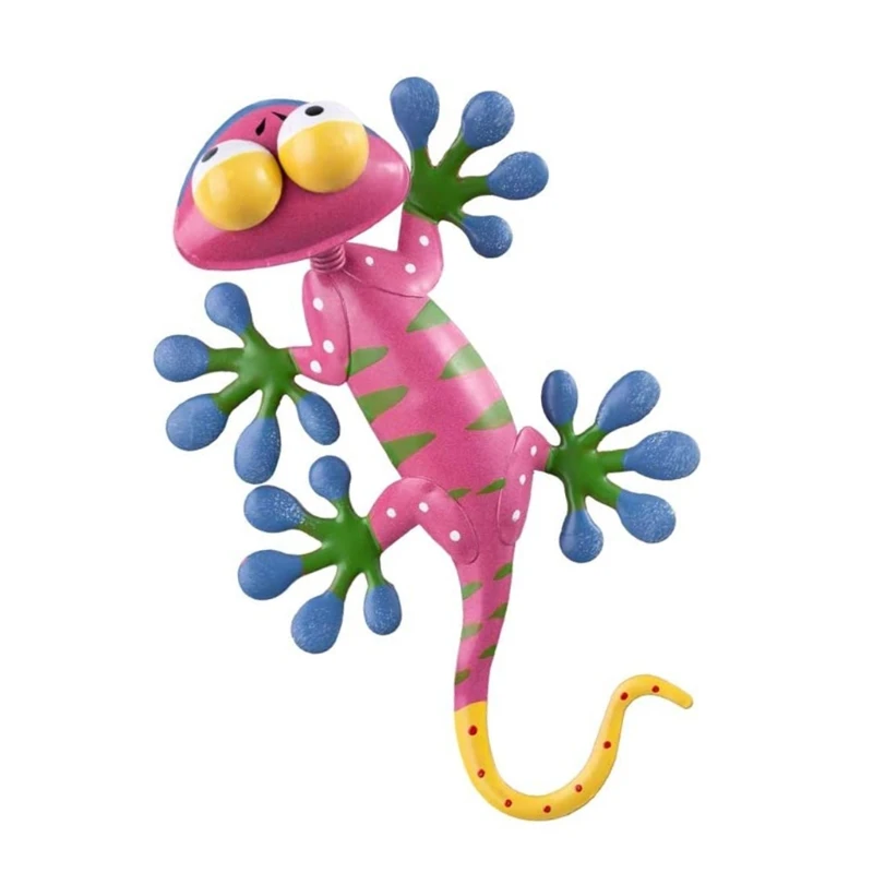 

Metal Gecko Art Crafts Lizard Sculpture Statue Outdoor Wall Decorations with Shaking Head for Garden Backyard Fence Patio