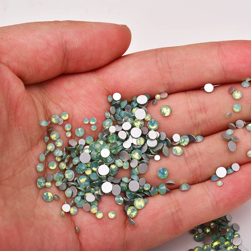JUNAO Mix Size Opal Green Glass Nail Rhinestone Sticker Art Decoration Round Crystal Stone Flatback Strass For Crafts | Дом и сад