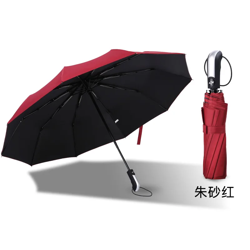 

Ten Bones Fully Automatic Black Glue Sunny Umbrella Fold Sun Umbrella 3 Folding Reinforce Double Parasol Gift Umbrella
