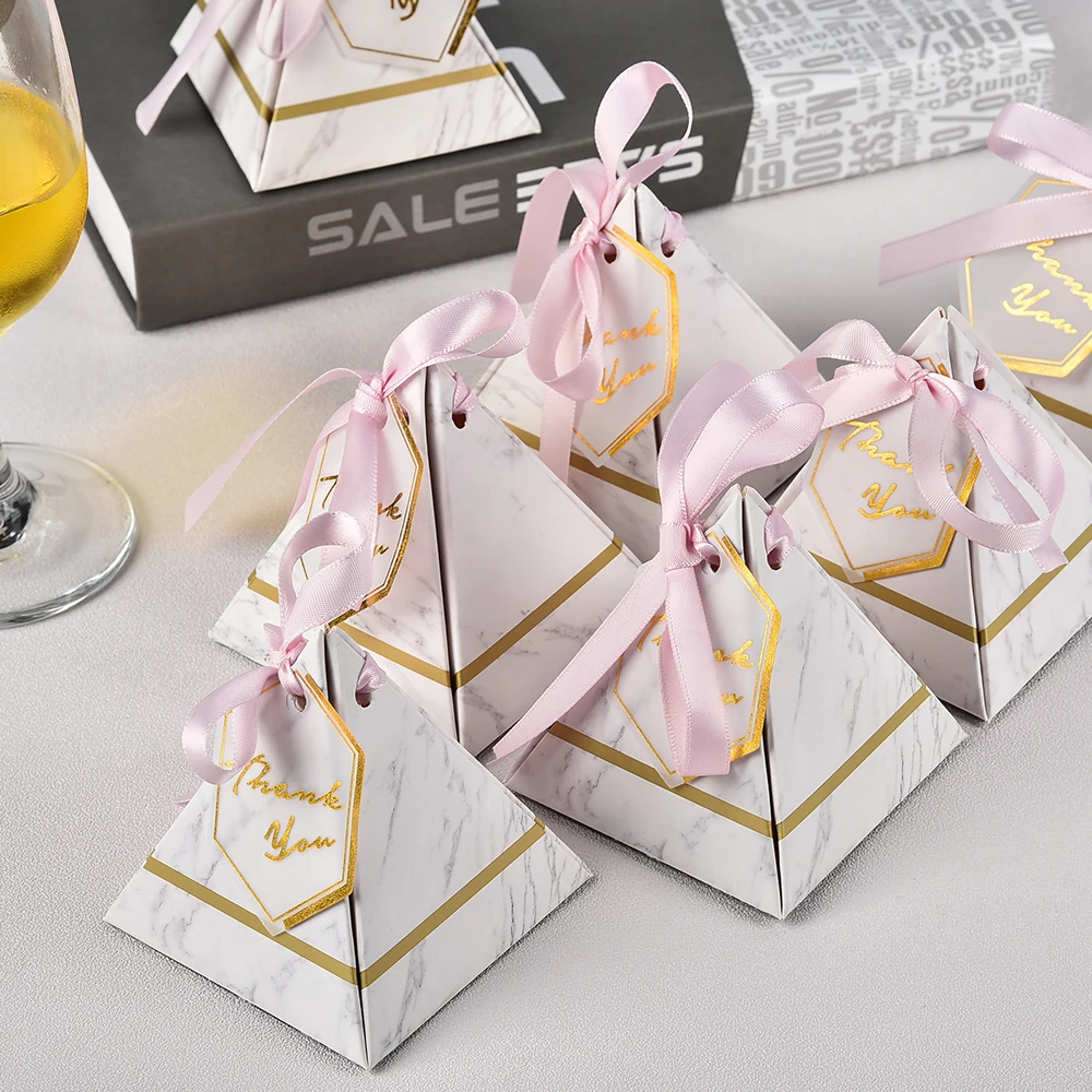 Треугольная пирамида мраморная коробка конфет Свадебные коробки для подарков с
