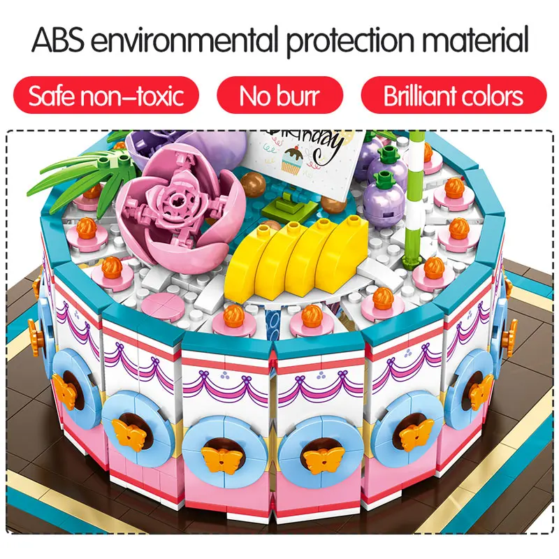 751 шт новый день рождения торт игрушки подарок с коробками кирпичики город улица