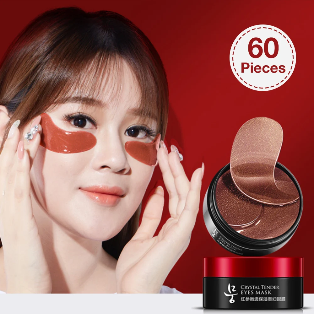 60 шт./бутылка коллагеновая маска для глаз экстракт красного женьшеня