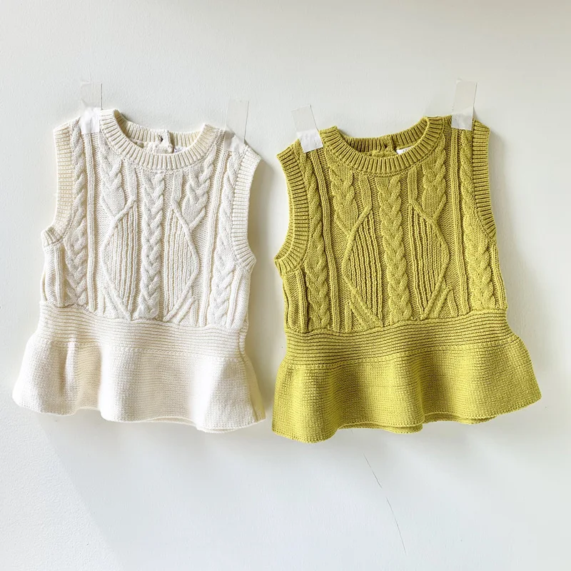 Весна-Осень 2020 детские жилеты безрукавки для девочек вязаные верхняя одежда