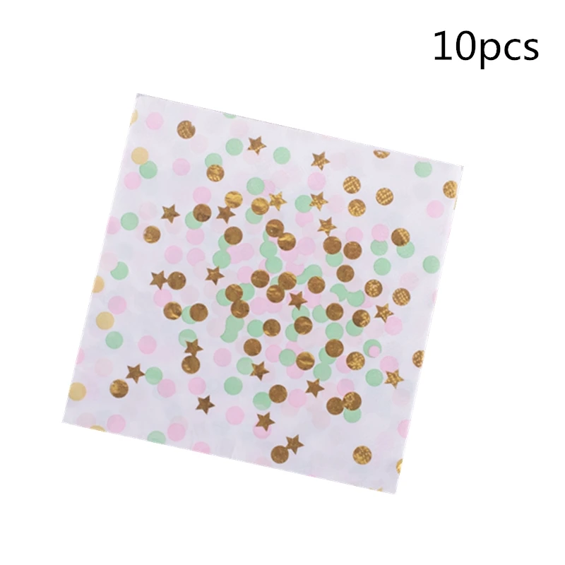 10pcs napkin LISM 40 шт./компл. Красочные Dot бумажные чашки и тарелки Декор на свадьбу День рождения Baby Shower фестиваль для детей столовая посуда все для праздника - Цвет: 10pcs napkin