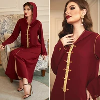 muslim fashion dubai turkish hijab dress islamic long dress womens robe solid color back cap long sleeve appliques summer 2022