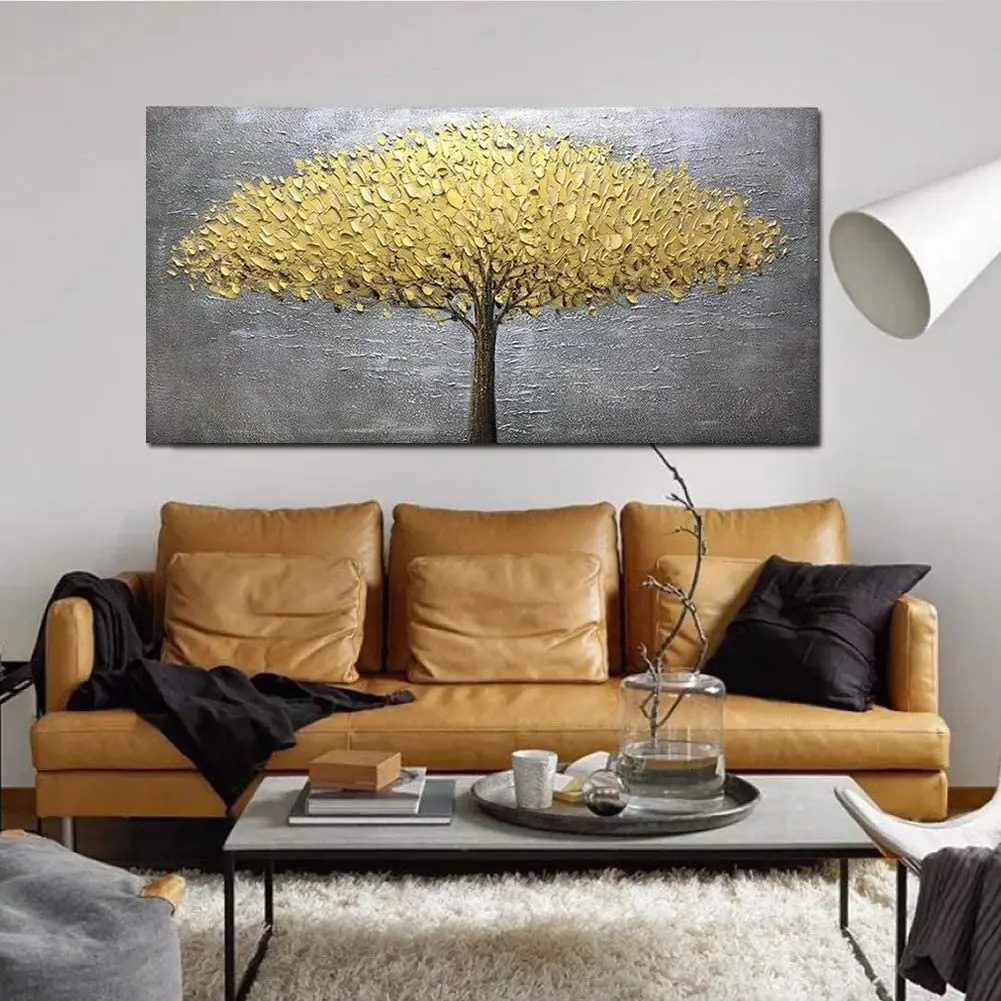 

Golden Gray Tree Painting Hand-painted Oil Painting On Canvas Abstract Artwork Art No Framed Hanging Wall Decoration