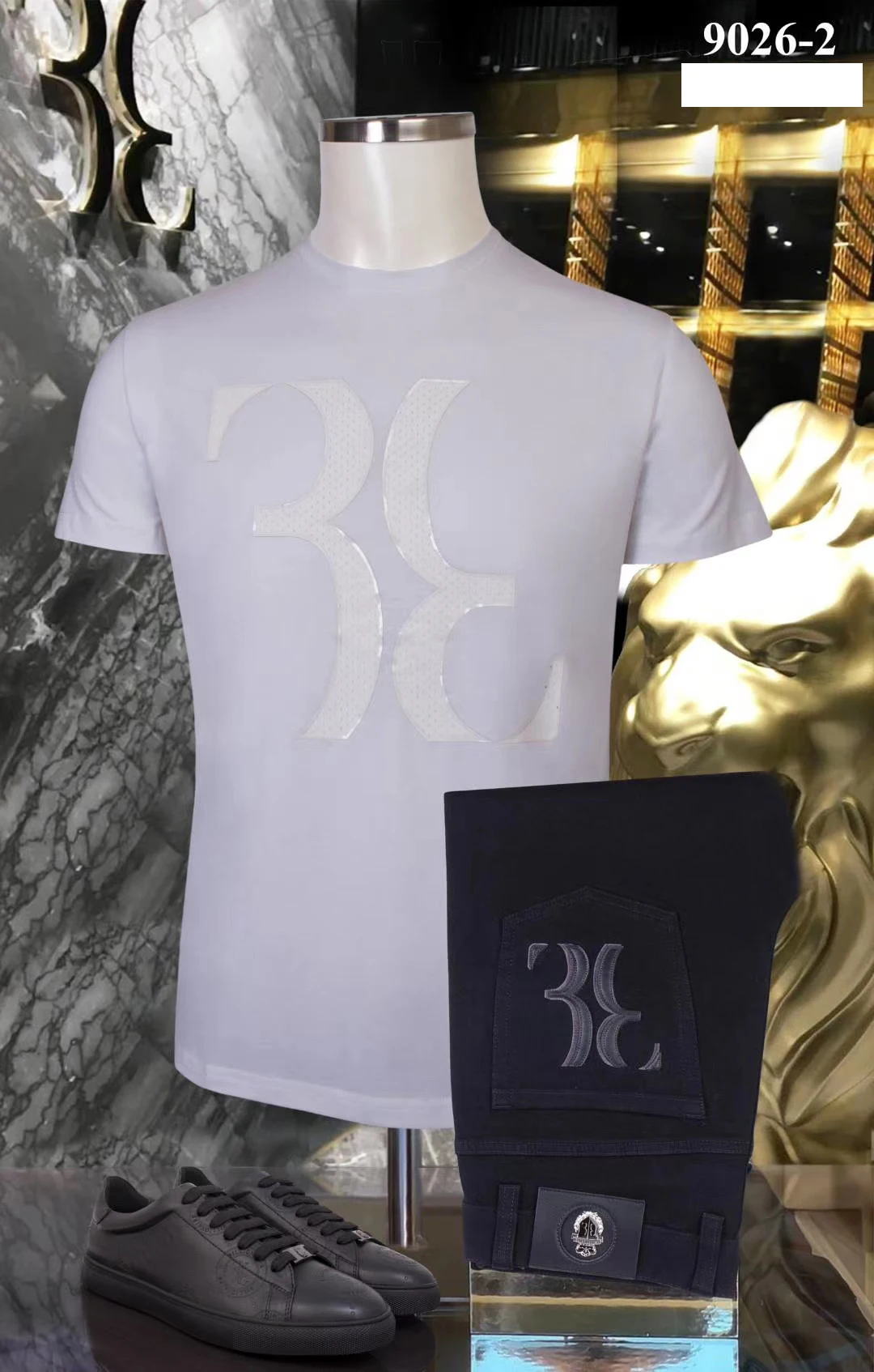 

Brand clothing 3d Men's Tace&shark t shirt Pure cotton printing leisure Short sleeve T-shirt billionaire