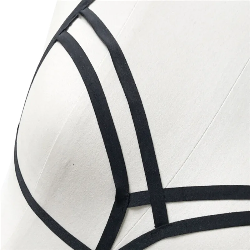 

Alluring Women Sexy Bandage Elastic Cage Bra Strappy Hollow Bra Bustier Crop Top Gothic Bra