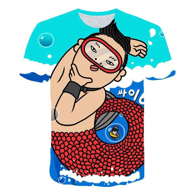 

T Shirt Short Sleeve Cute Cartoon Graphic T shirts Summer Short Sleeve Fashion Street Wear Oversized Shirt Male Tops 2021