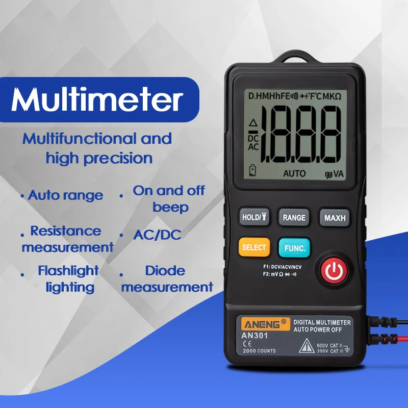 Цифровой мини мультиметр/тестер сопротивления диодов и частоты постоянного