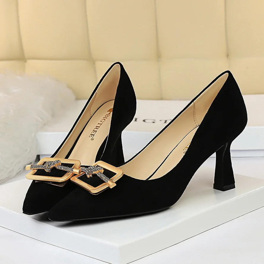 

Women Pumps 2020 New Women High Heels Shoes Fashion Crystal Square Buckle Shoes Pumps Women Heels Stiletto Women Shoes