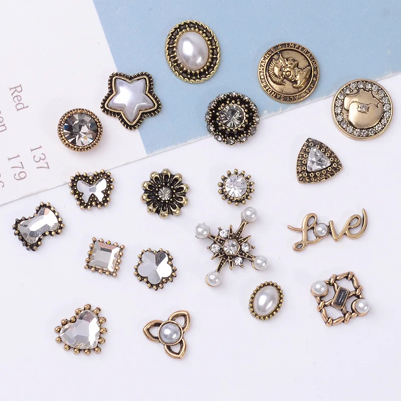 New 50pcs/lot Alloy hand retro hair accessories headwear accessories DIY alloy round head pattern accessories jewelry making