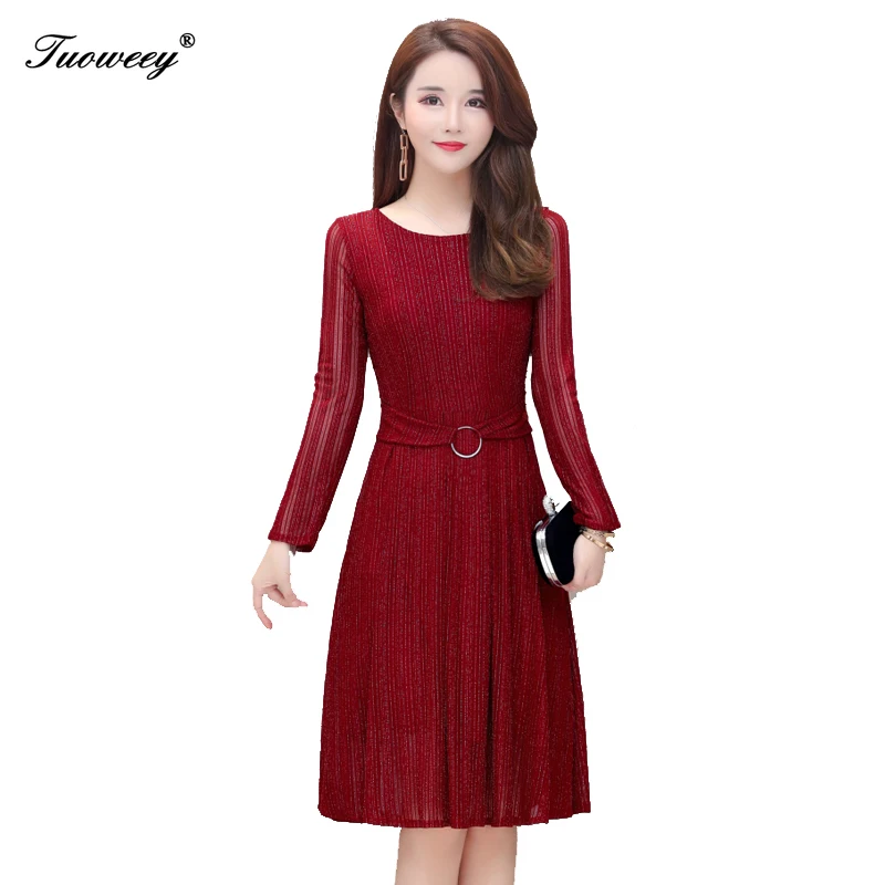 

2019 Autumn Winter Plus Size 5xl lace sexy solid Dresses Women Elegant Korean a-line casual Dress Party Long Sleeve Vestidos