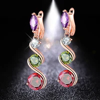 huami crystal dangle drop earrings rose gold fashion colorful color zircon wholesale ins hot sale fashion jewelry 2021 bijoux