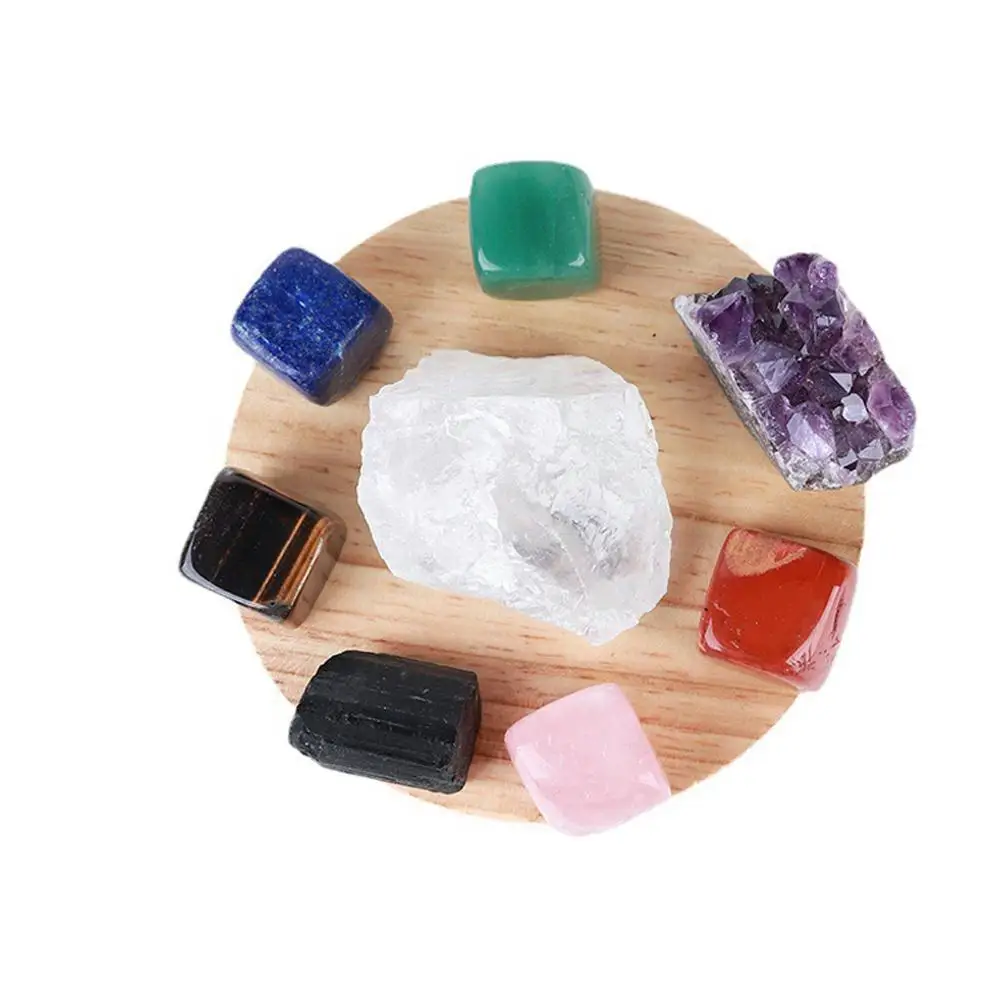 1 комплект натуральный кристалл семь цветов чакра терапия камень отделка Аметист