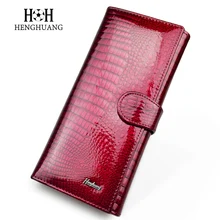 HH Womens Wallets And Purses Women Genuine Leather Wallet Female Purse Long Hasp Purses Alligator Leather Ladies  Clutch Bags
