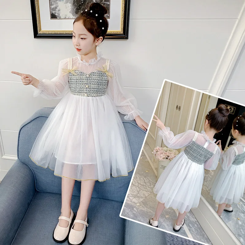 

Girls' Little Fragrance Spring and Autumn New Children's Princess Dress Long-sleeved Temperament Kids Fashion Dress GD41