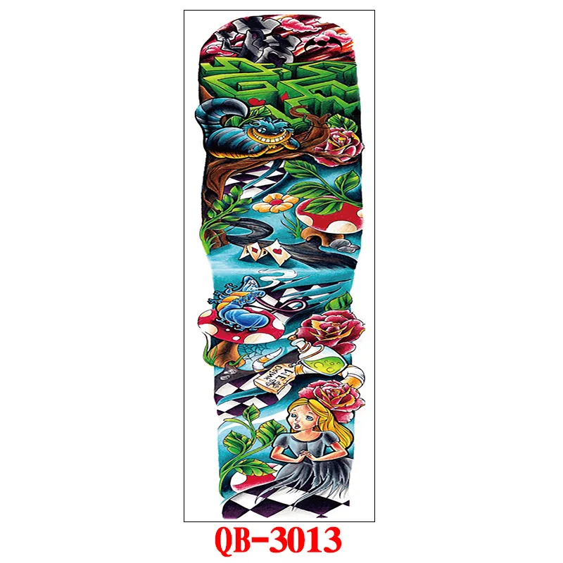 Full Arm Temporary Tattoo Stickers Large Black Skeletons Body Tattoo Waterproof Tattoo For Men Women Fake Tattoos 17*48cm