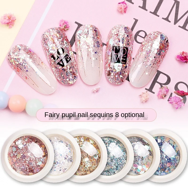 

1 Box Nail Glitter Nail Sequin Goblins Mixed with Flash Powder Laser Tears Eye Makeup Flash Powder Nail Jewelry Nail Decorations