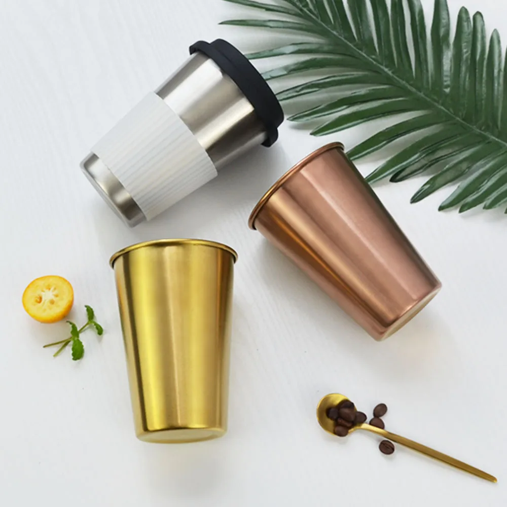 Кофейные кружки из нержавеющей стали с силиконовой крышкой чашка для молока чая