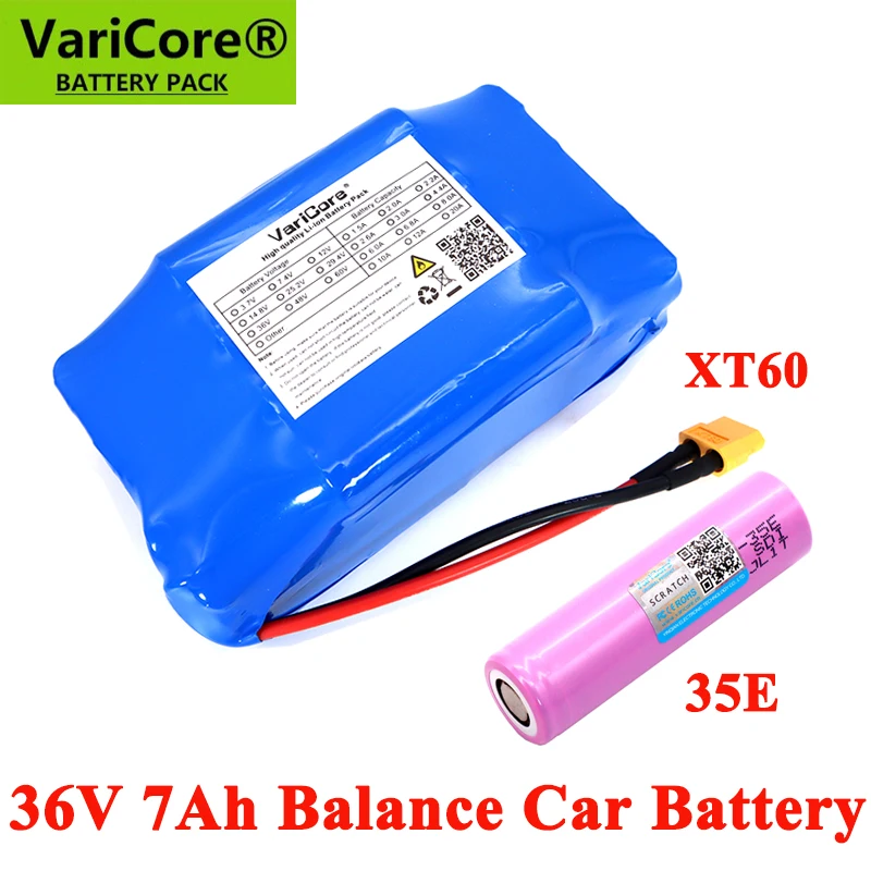 VariCore 36V 7Ah 7000mAh INR18650-35E 2 wheel electric scooter self balancing 18650 lithium battery pack for Self-balancing Fits