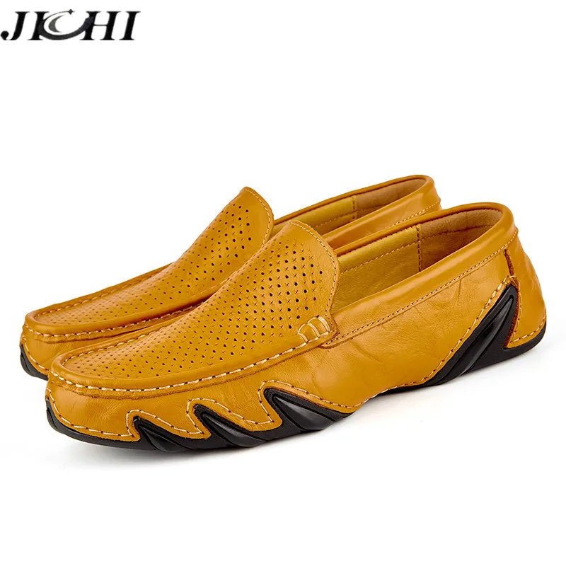 

Luxury Men Leather Shoes Breathable Loafers Men Casual Shoes Light Comfort Driving Moccasins Shoes Slip-on Hollow Big Size