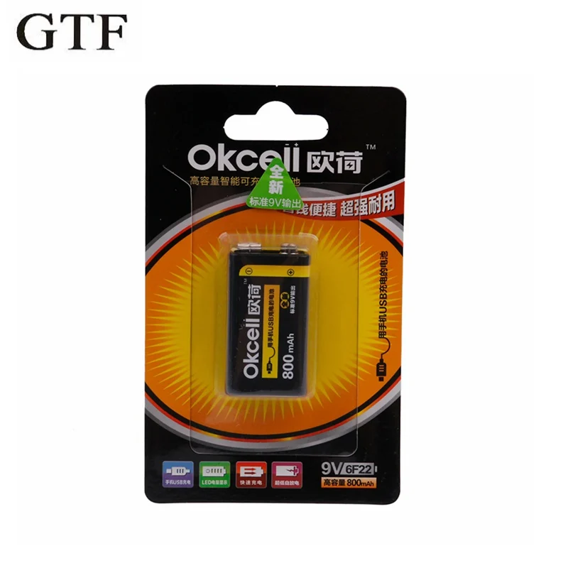 

Gtf-micro USB portable refillable, 9v, 6f22, 800mah, wireless microphone battery
