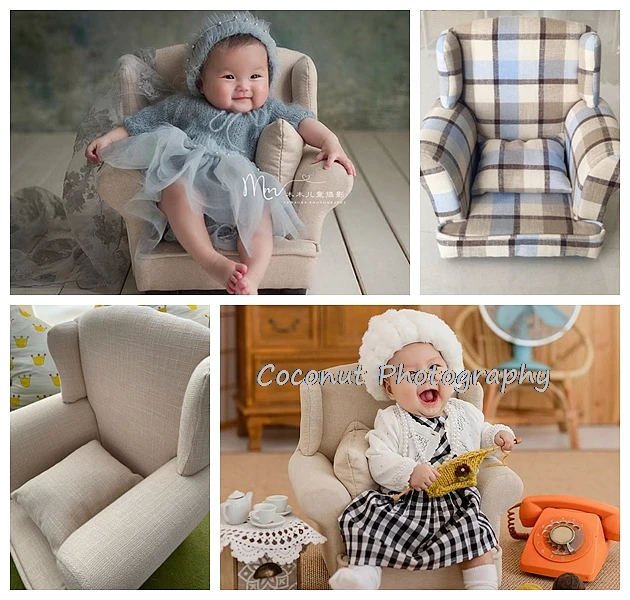 Coconut Newborn Photography Props Sofa children 100 days full moon baby photo shoot assisted studio fashion Solid wood sofa