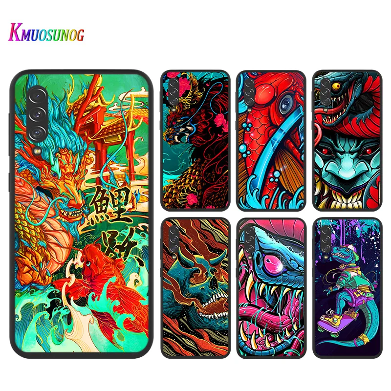 

Japanese Style Monster Art for Samsung Note 8 9 10 20 Ultra Plus Pro 5G M01 M02 M60S M62 F62 Black Phone Case