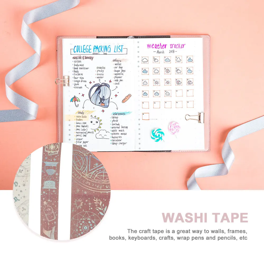

1 Set/5 Rolls Decorative Tapes Scrapbook Planner Delicate DIY Washi Tapes