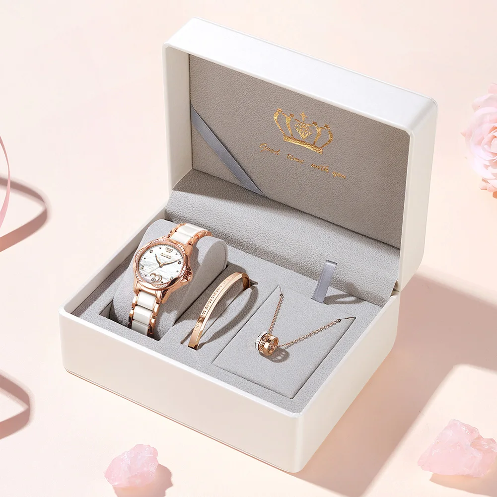 

Genuine OLEVS 6631 Women watch Set Waterproof Automatic Mechanical watch Female Ceramic watch Gift for Women Wristwatches