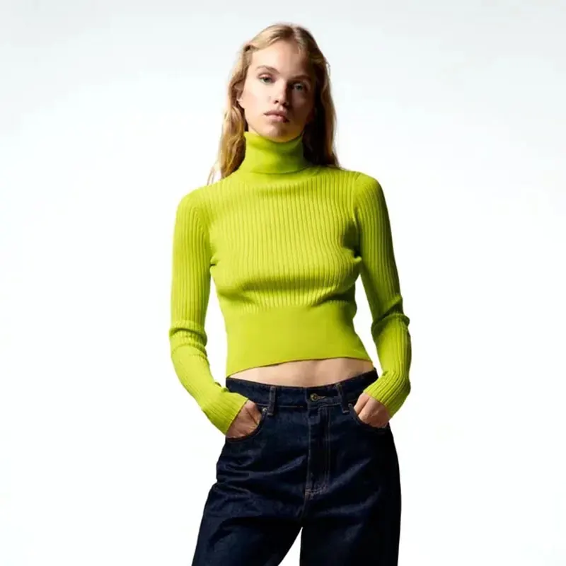 

Женский свитер с высоким воротом Nlzgmsj Za 2021, осенне-зимний пуловер, Женский Повседневный мягкий вязаный свитер, мягкий теплый джемпер 202111