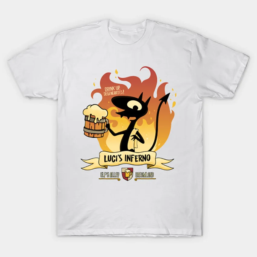 Luci's Inferno футболка Disenchantment футболка напиток elfo бар luci дьявол алкоголь демон пиво disenchantment - Цвет: Белый