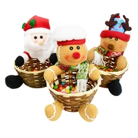1pcs christmas candy basket merry christmas decoration for santa claus snowman elk bamboo box christmas ornaments xmas gift