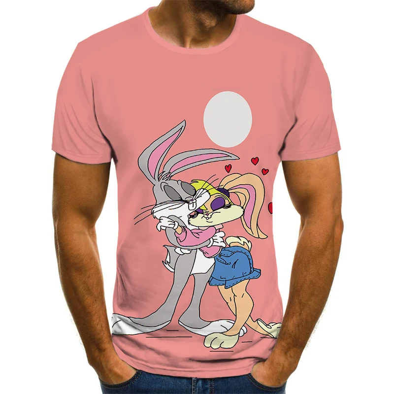 

Men's women's cartoon print short sleeve t-shirt fashion casual boys shirt 3d bunny anime 2021 summer bad bunny oversized t-shir