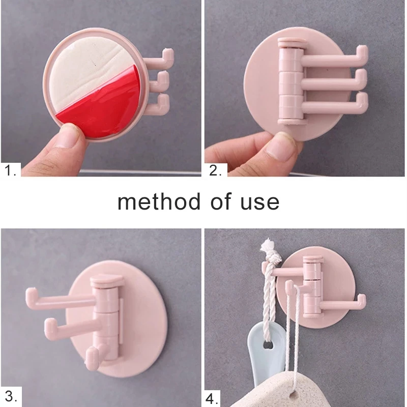 

1pcs kitchen self adhesive hook rotate No hole sticking no trace sticking creative hook kitchen utensils wall Storage Racks