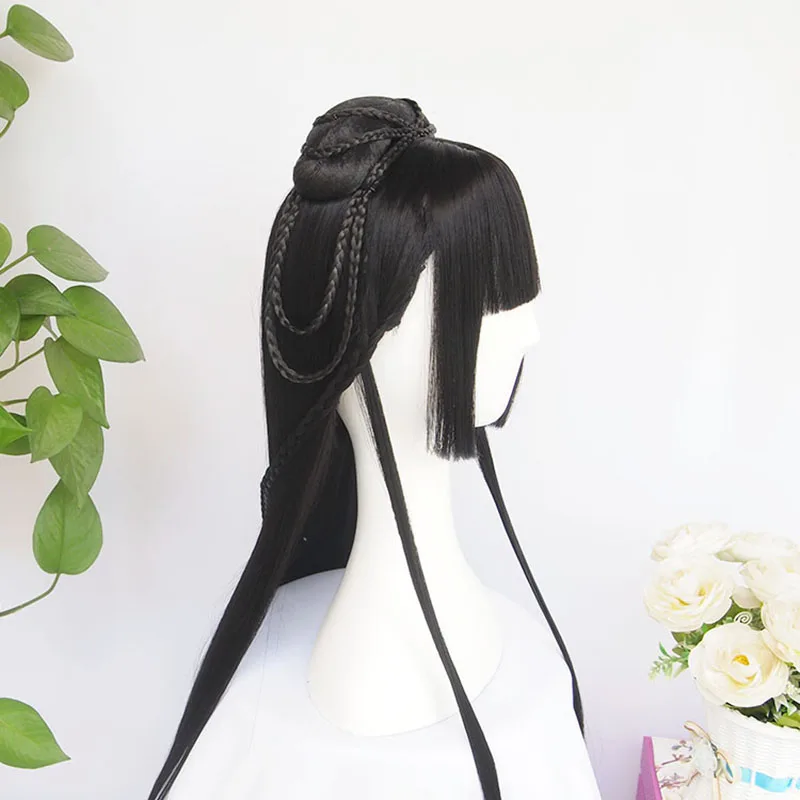 Винтажный парик в китайском старинном стиле длинный прямой черный для