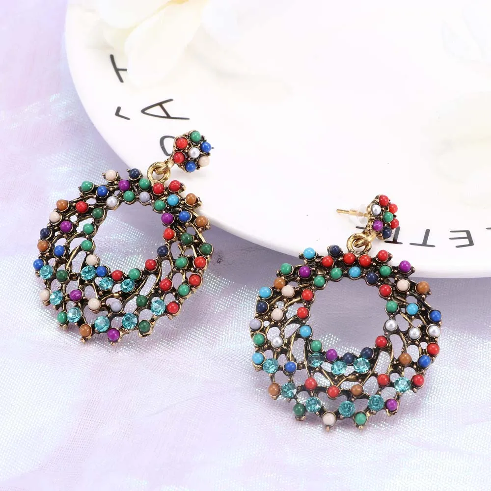 Винтажные цветные бусины серьги Богемный в этническом стиле Серьги