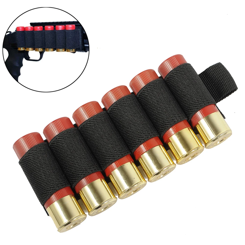 

6 Round Shell Holder Tactical Shotgun Buttstock 12/20GA Cartridge Shell Case Bag Military Elastic Ammo Bullet Carrier Holster