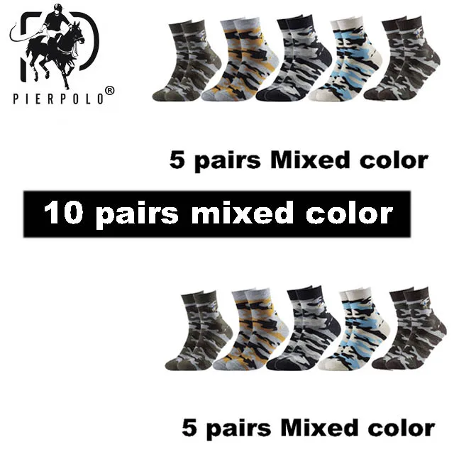 10 mixed color PIER POLO мужские модные армейские уличные осенние и зимние теплые хлопковые носки дезодорированные и антибактериальные Meias новые size38-44 - Цвет: 10 mixed color