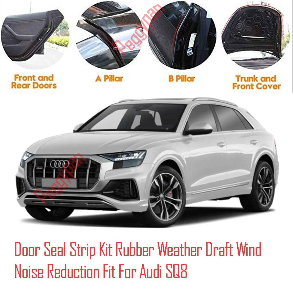 Door Seal Strip Kit Self Adhesive Window Engine Cover Soundproof Rubber Weather Draft Wind Noise Reduction Fit For Audi SQ8