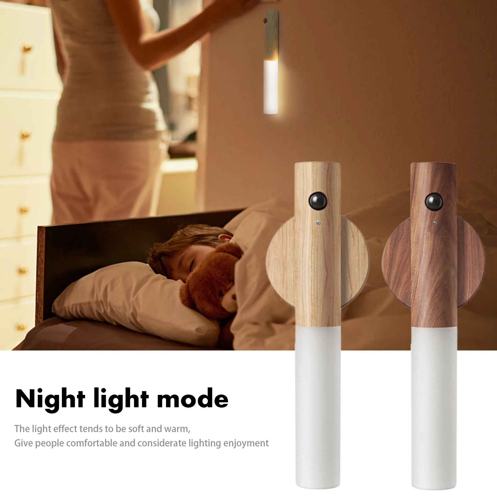 

1W LED Intelligent Induction Rechargeable Night Light Decoration Lighting Lamp Use Of Magnetic Back Cover Design