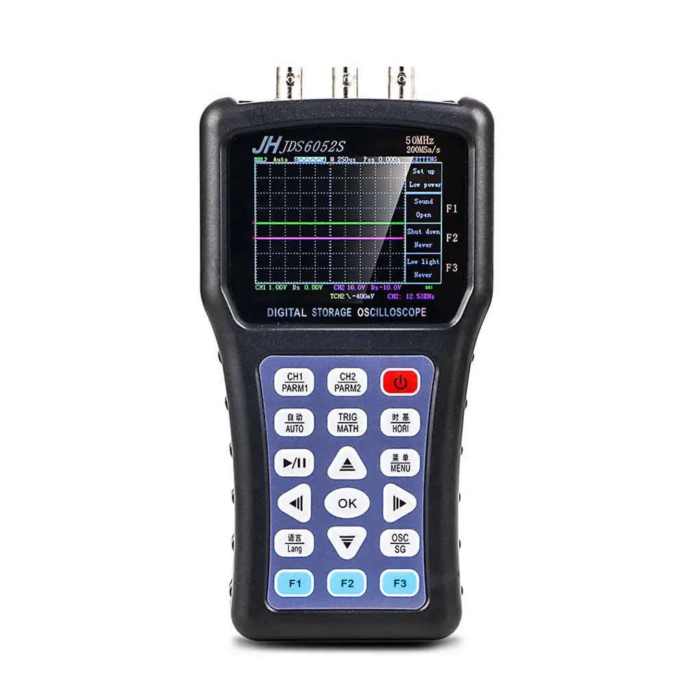 

8" Portable Mini Handheld Digital Oscilloscope AC/DC Input Coupling Support 5 Languages USB Digital Signal Function Generator