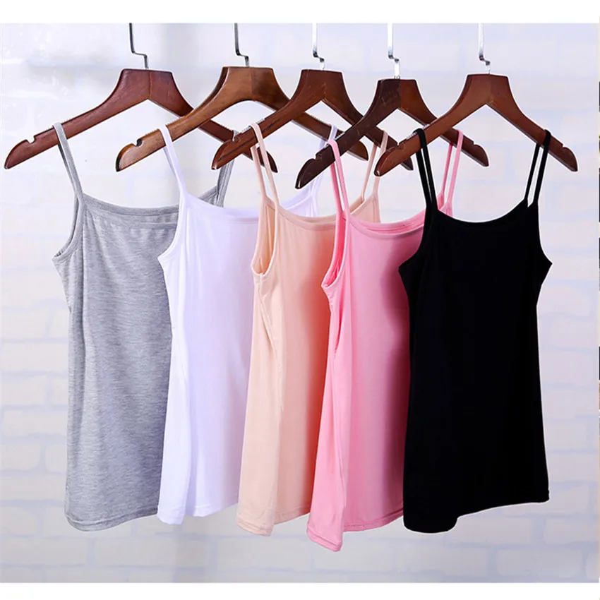 

2021 New Casual Big Size Women Modal Vest Solid O-neck Tanks Basic Tops Summer Outfits Slim Lady Short paragraph Bottomings 1477